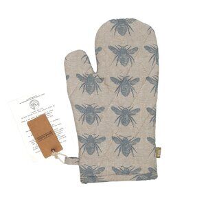 Oven Glove and Tea Towel Set in Blue Haze Honey Bee